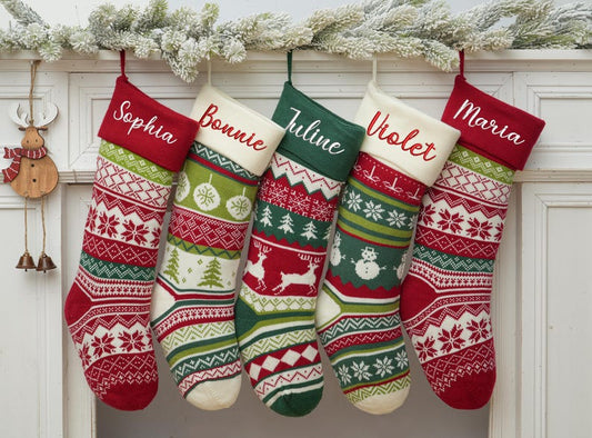 2025 Embroidered Christmas Stocking,Personalized Family Christmas Stocking,Knitted Stockings With Name,Christmas Stocking,Holiday Decor Gift