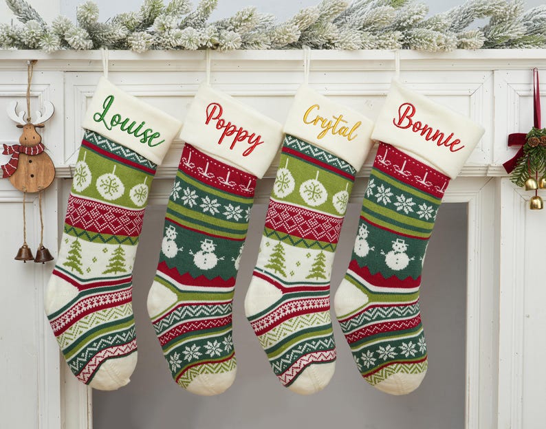 2025 Embroidered Christmas Stocking,Personalized Family Christmas Stocking,Knitted Stockings With Name,Christmas Stocking,Holiday Decor Gift