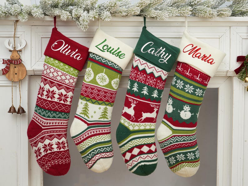 2025 Embroidered Christmas Stocking,Personalized Family Christmas Stocking,Knitted Stockings With Name,Christmas Stocking,Holiday Decor Gift