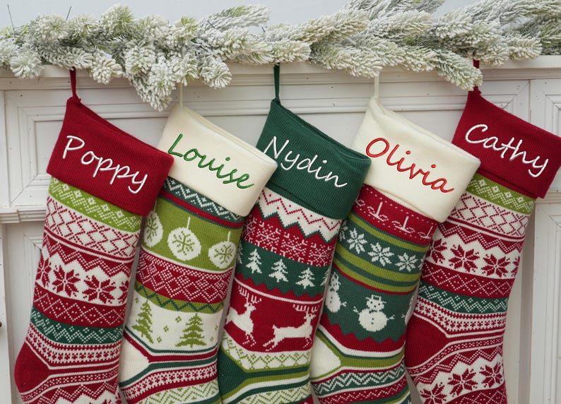 2025 Embroidered Christmas Stocking,Personalized Family Christmas Stocking,Knitted Stockings With Name,Christmas Stocking,Holiday Decor Gift