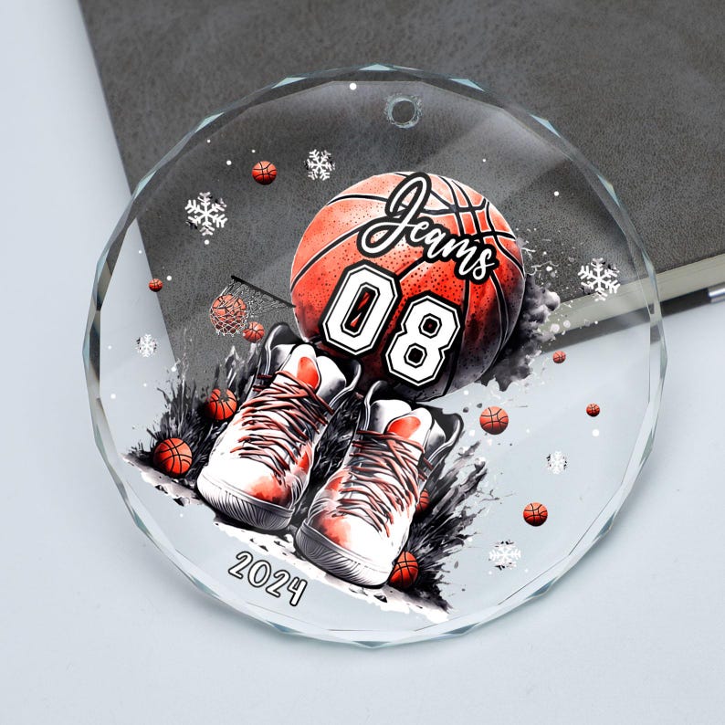 Personalized Basketball Ornament, Basketball Lovers Gift, Custom Basketball Players Christmas Ornament, Girls and Boys Basketball Ornament