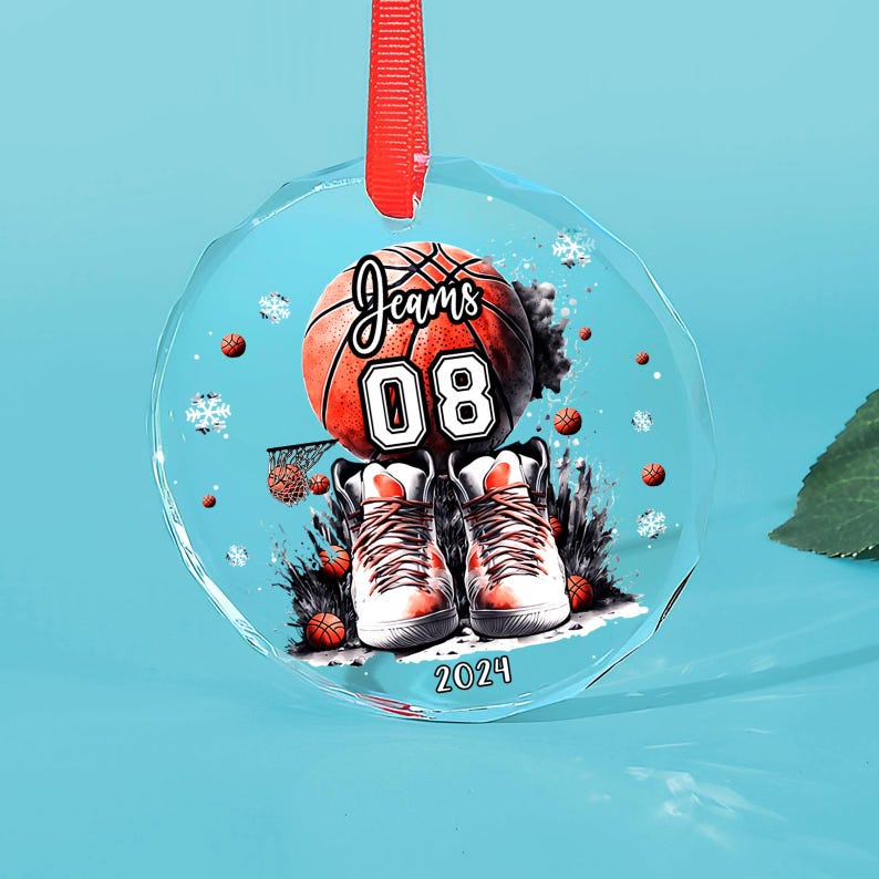 Personalized Basketball Ornament, Basketball Lovers Gift, Custom Basketball Players Christmas Ornament, Girls and Boys Basketball Ornament