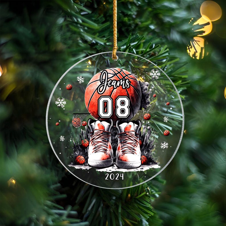 Personalized Basketball Ornament, Basketball Lovers Gift, Custom Basketball Players Christmas Ornament, Girls and Boys Basketball Ornament