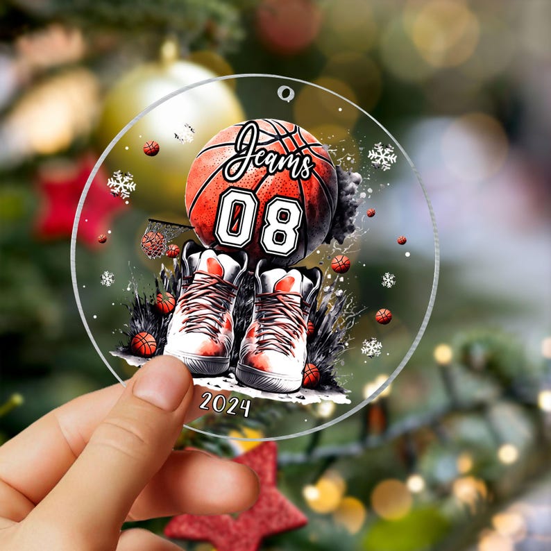 Personalized Basketball Ornament, Basketball Lovers Gift, Custom Basketball Players Christmas Ornament, Girls and Boys Basketball Ornament