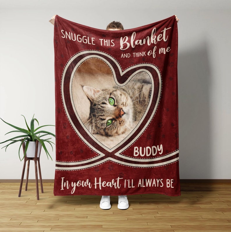 Personalized Cat Photo Blanket, Pet Loss Gifts, Pet Blanket With Pictures, Pet Memorial Gifts, Cat Loss Gift, Loss Of Dog, Cat Mom Gifts