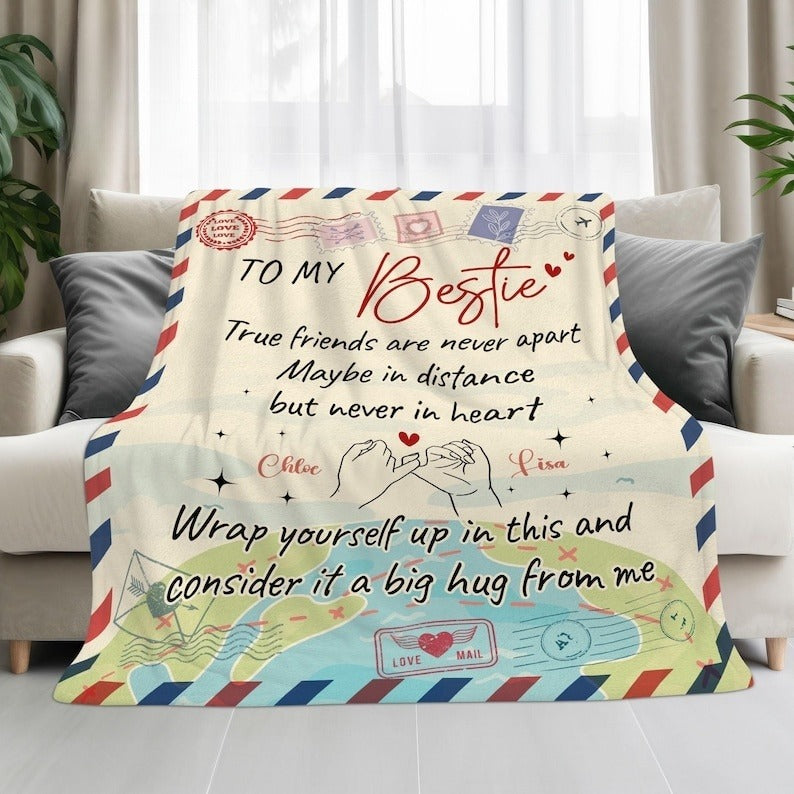 Personalized Besties Throw Blanket, Blanket Gift,Custom Friendship Gift, Custom Bestie Blanket, Gift for Best Friend, Gift for Sister Bestie