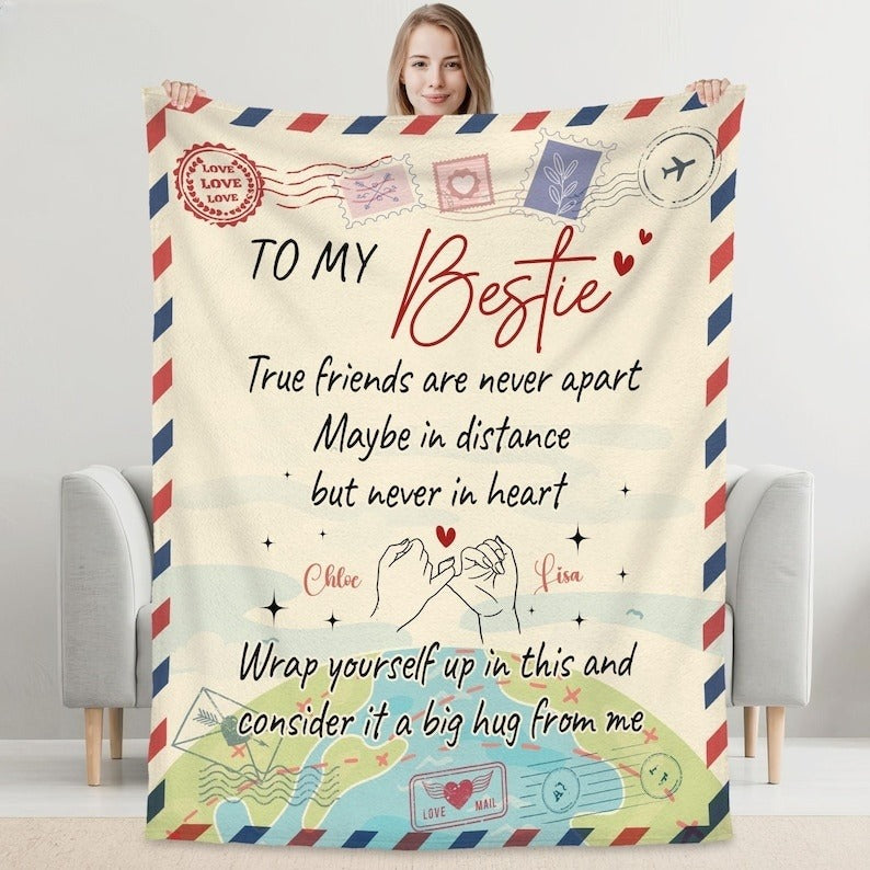 Personalized Besties Throw Blanket, Blanket Gift,Custom Friendship Gift, Custom Bestie Blanket, Gift for Best Friend, Gift for Sister Bestie