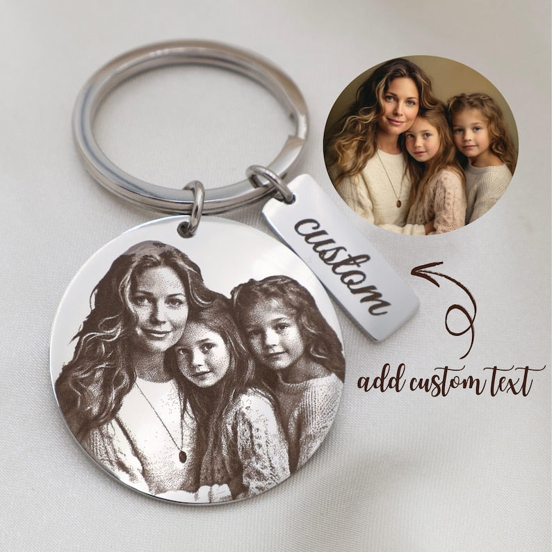 Personalized Photo Aluminium Keychain - Custom Portrait Keyring - Custom Christmas Gift