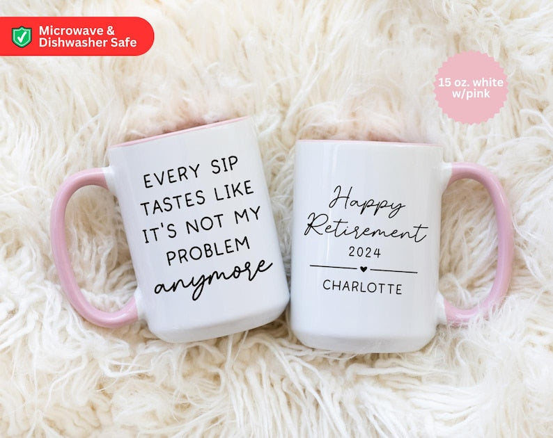 Personalized Retirement Coffee Mug, Happy Retirement Cup,Custom Retirement Gift For Boss Co Worker,Officially Retired Cup For Her