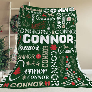 Personalized Christmas Blanket | Custom Name Throw Blanket | Fleece Kids Holiday Decor Gift | Baby Name with Christmas Tree | Cozy Family
