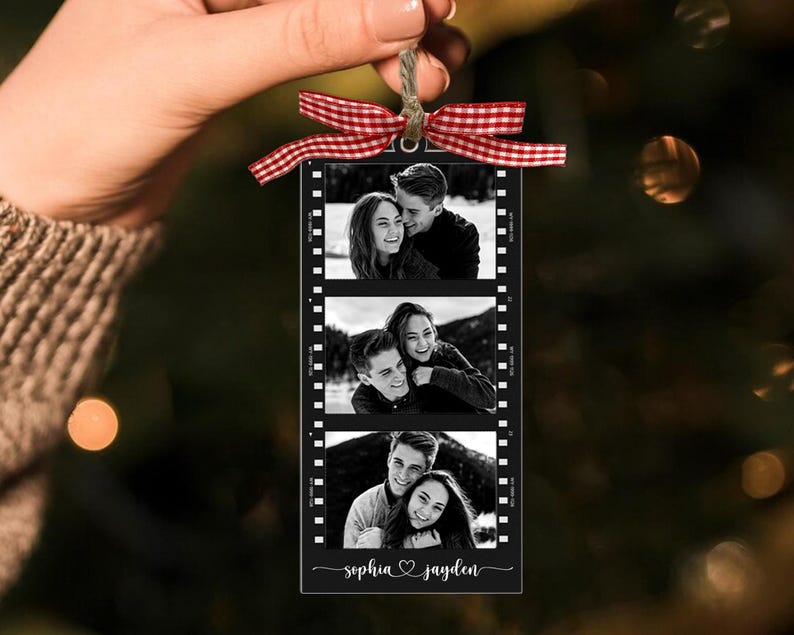 Custom Photo Strip Ornament, Christmas Ornament 2024, Personalized Ornament with Photos, Family Ornament, Couple Ornament, Bestie Gift