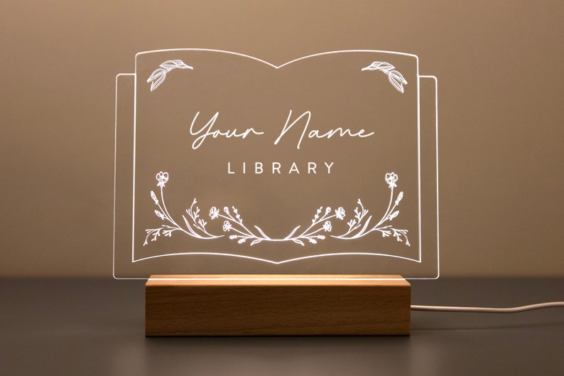 Personalized Library Sign, Library Decor, Bookshelf Decor, Book lover gift, Bookish gifts, Bookish decor, Gifts for readers, LED Sign