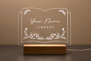 Personalized Library Sign, Library Decor, Bookshelf Decor, Book lover gift, Bookish gifts, Bookish decor, Gifts for readers, LED Sign