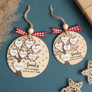 Personalized Family Tree Ornament, Family Gift, Christmas Decor, Wood Ornaments, Personalized Xmas, Holiday Decor, Personalized Gifts