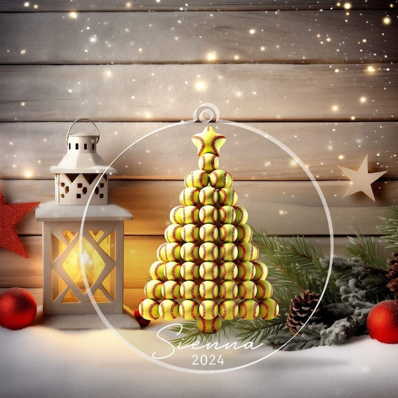 Custom Softball Ornament, Unique Gift for Softball Players, Fans, Coaches, Perfect for Christmas and Holiday Decor, Softball Gifts