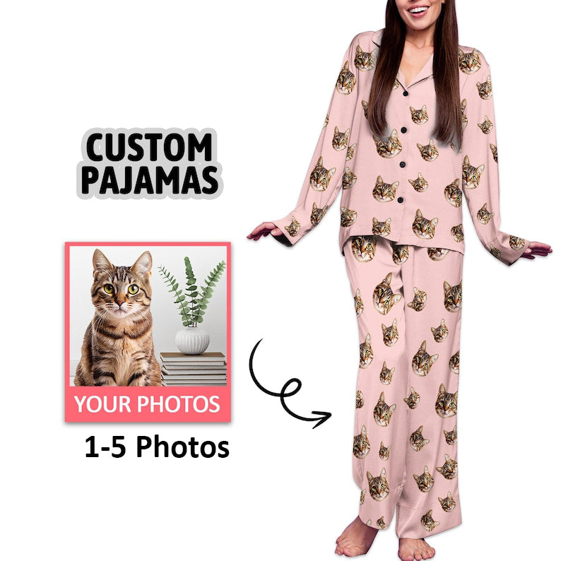 Custom Face Photo Pajama Set, Personalized Family Sleepwear, Christmas Eve Pajamas, Family Matching Pyjamas
