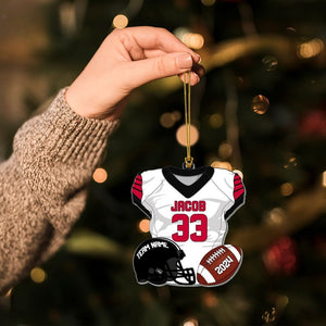 Personalized American Football Uniform 2D Flat Ornament NOT 3D, Football Helmet And Ball, Gift For Football Player, Christmas Fan Ornament