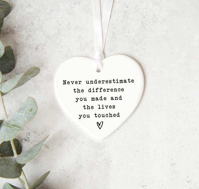 Positive Quote Keepsake | Thinking Of You | Tough Times Gift | Ceramic Heart Keepsake | Thank You Present Thank You Gift |Teacher Gift