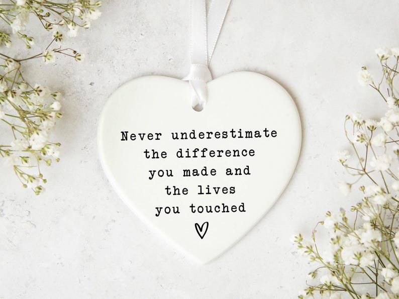 Positive Quote Keepsake | Thinking Of You | Tough Times Gift | Ceramic Heart Keepsake | Thank You Present Thank You Gift |Teacher Gift