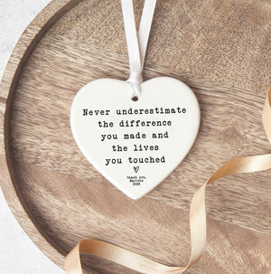 Positive Quote Keepsake | Thinking Of You | Tough Times Gift | Ceramic Heart Keepsake | Thank You Present Thank You Gift |Teacher Gift