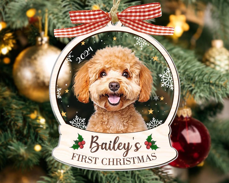 Personalized Puppys First Christmas Ornament 2025: Custom Dog Photo Ornament