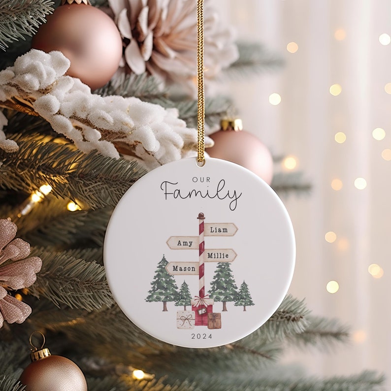 Personalised North Pole Family Christmas Ceramic Bauble, Family Christmas Ornament, Christmas Tree Decor, Keepsake Ornament 2025