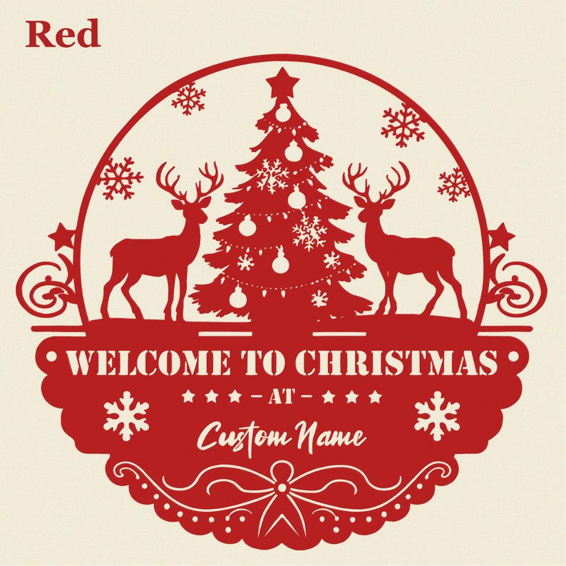 Personalized Christmas Metal Sign: Custom Family Name Decor