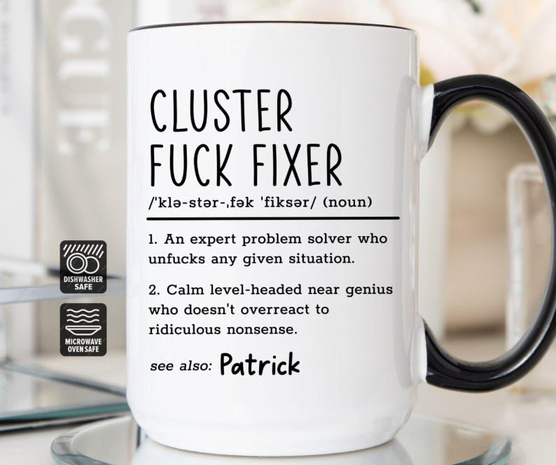 Personalized Coworker Mug, Cluster Fuck Fixer Gift, Office Christmas Gift for Boss, Secret Santa Coworker Gift, Custom Gift Boss