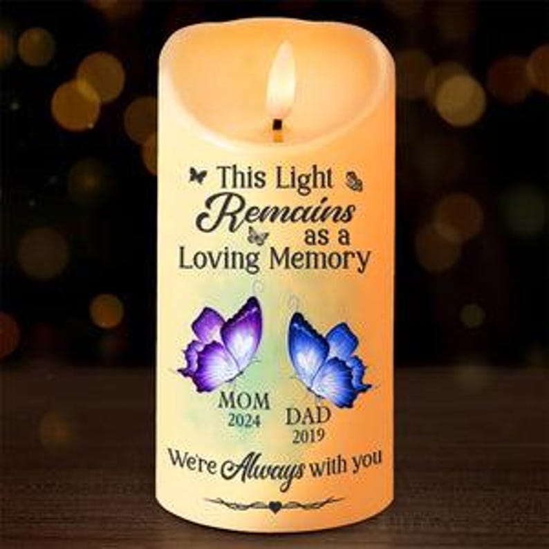 This Light Remains As A Loving Memory Memorial Personalized Custom LED Candle, Christmas Gift, Sympathy Gift For Family Members, Custom Gift