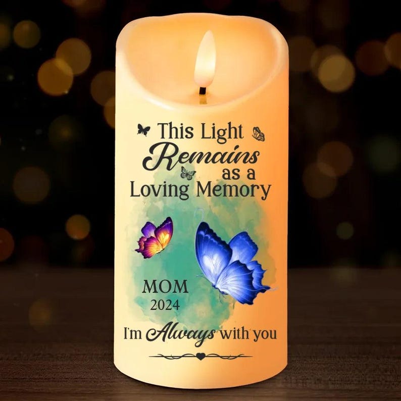 This Light Remains As A Loving Memory Memorial Personalized Custom LED Candle, Christmas Gift, Sympathy Gift For Family Members, Custom Gift