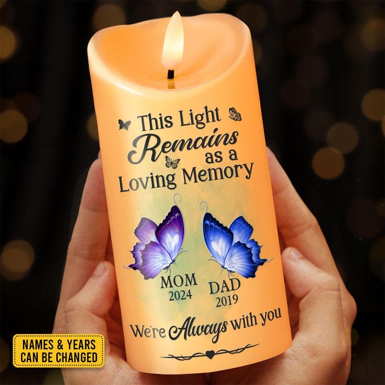This Light Remains As A Loving Memory Memorial Personalized Custom LED Candle, Christmas Gift, Sympathy Gift For Family Members, Custom Gift