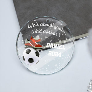 Custom Soccer Glass Ornament, Personalized Soccer Player Christmas Ornament, Custom for Soccer Fans, Unique Soccer-Themed Keepsake