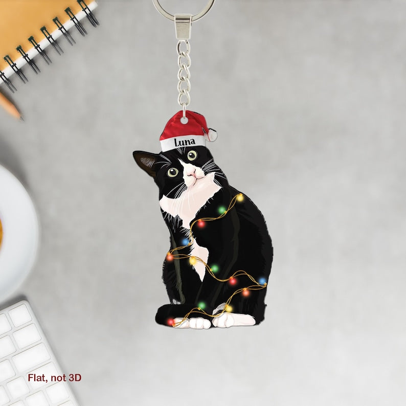 Tuxedo Cat Christmas Ornament, Custom Cat Ornament, Tuxedo Cat Lover Gift, Cat Owner Gift