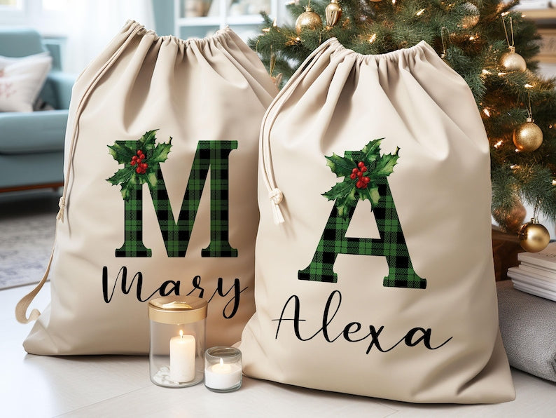 Personalized Christmas Gift Sack for Christmas, Custom Large Santa Sack Bag, Custom Christmas Gift Bag, Christmas Eve Box for Kids Christmas