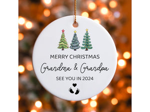 Grandparents Ornaments, Grandparents Gifts, See you in 2025 Ornament, Merry Christmas Keepsake, New Grandma Grandpa Baubles,Baby Coming Soon