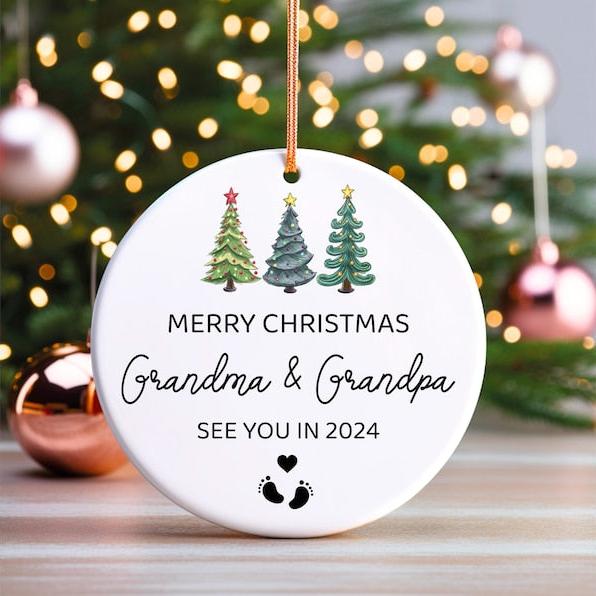 Grandparents Ornaments, Grandparents Gifts, See you in 2025 Ornament, Merry Christmas Keepsake, New Grandma Grandpa Baubles,Baby Coming Soon