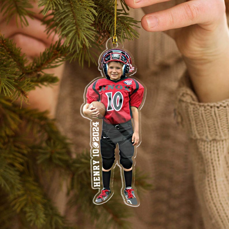 Personalized Football Christmas Ornament, Custom Sport Player Ornament, Kids Christmas Gift, Football Player Gift, Football Team Gift
