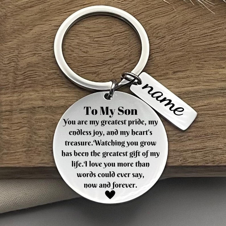 Custom To My Son Aluminium Keychain - Personalized Son Keyring - Birthday Gift To Son - Christmas Gift for Son
