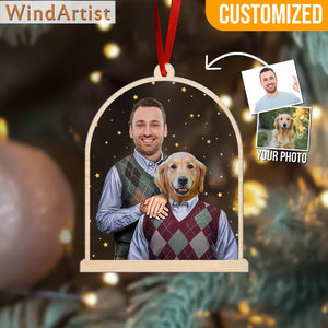 Custom Funny Step Brothers Portrait Ornament, Funny Gift For Pet Loved, Christmas Gift, Dog Dad Gift, Car Ornament, Car Visor Decor