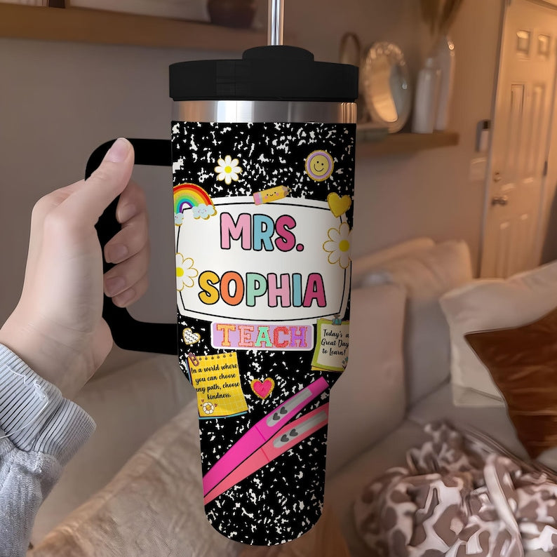 Personalized Teacher 40 Oz Tumbler, Back To School Gift, First Day Of School, End Of Year Christmas, Teacher Appreciation, New Teacher Gift