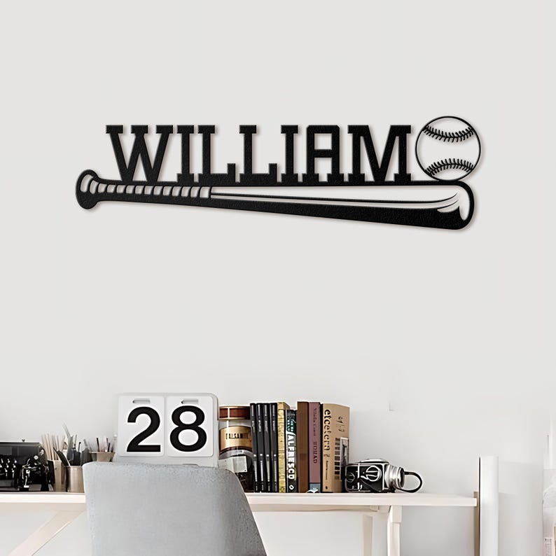 Custom Baseball Sign, Baseball Player Gift, Baseball Metal Wall, Gift For Kid, Custom Kid Name, Game Room Decor, Wall Hanger