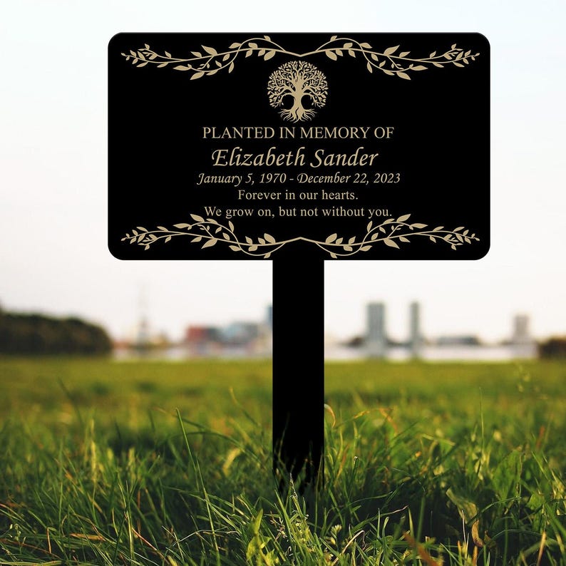 Custom Memorial Tree Plaque: Personalized engraved sign with stake, available in multiple colors. Perfect for gifting, honoring loved ones