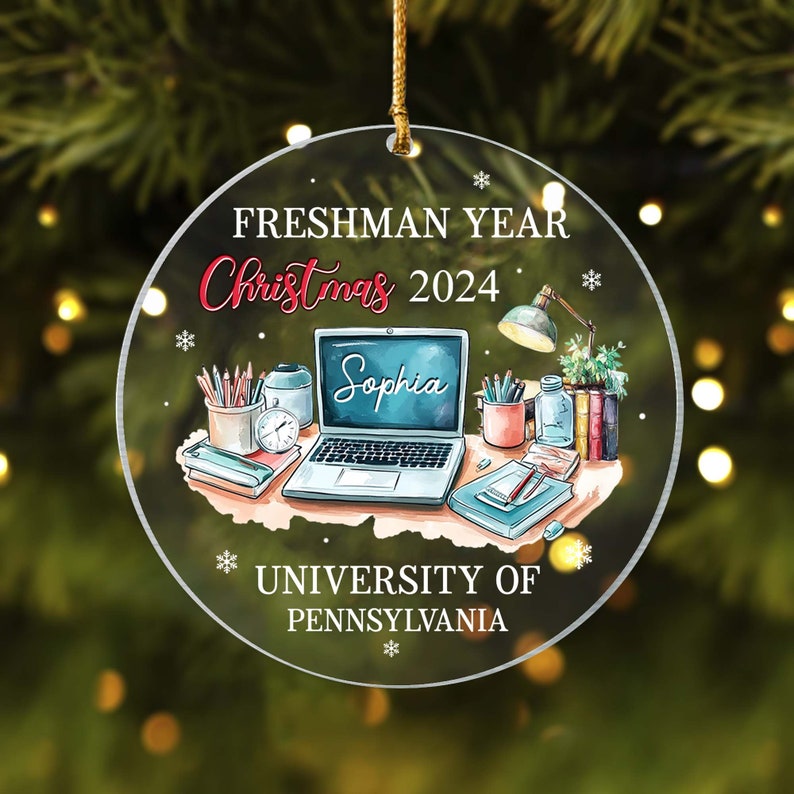 First Year At College Ornament 2024, Freshman Year Christmas 2024,College Ornament, College Christmas Keepsake, New College Student Ornament