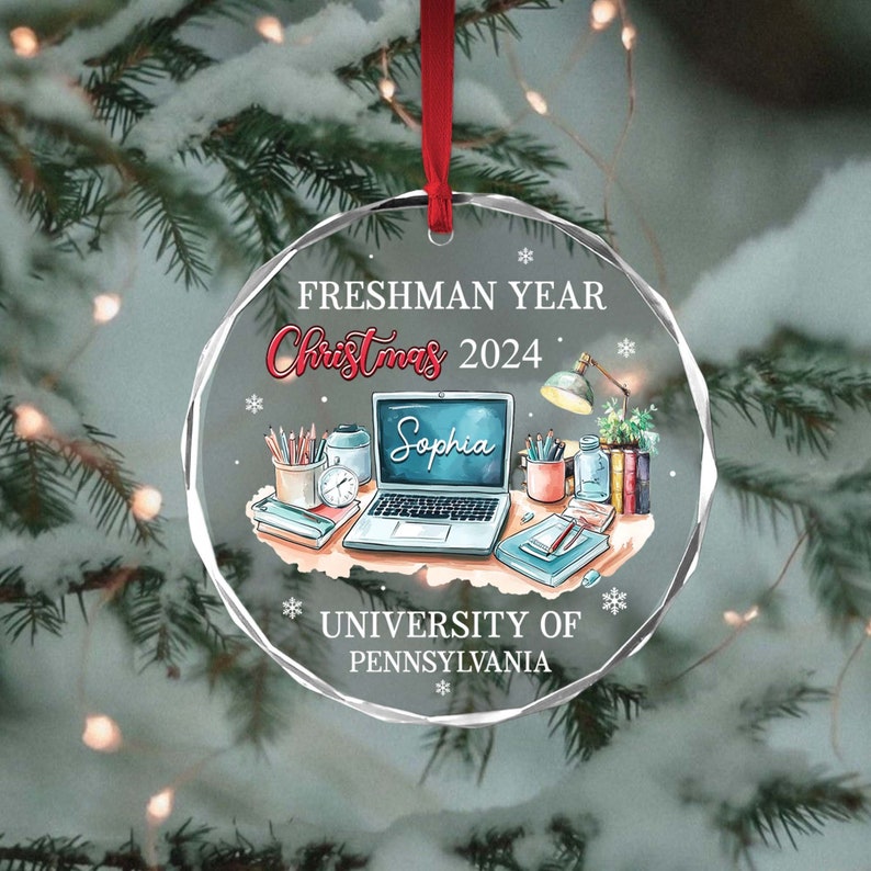 First Year At College Ornament 2025, Freshman Year Christmas 2025,College Ornament, College Christmas Keepsake, New College Student Ornament Crystal Ornament