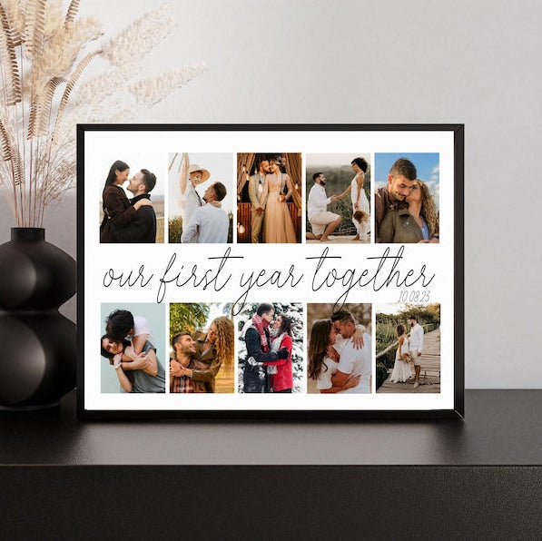 Personalized Photo Collage, One Year Anniversary Gifts for Boyfriend, 1st Anniversary Gift for Husband, Our First Year Together, Gift to Him