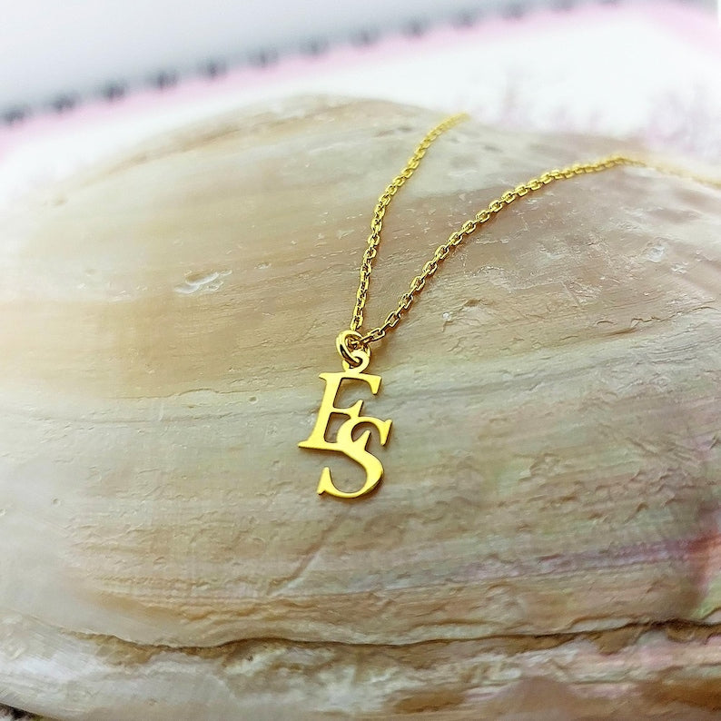 Interlocking Letters Necklace, Two Initials Necklace, Double initial Necklace, Custom Two Letter Necklace, Couple Necklace