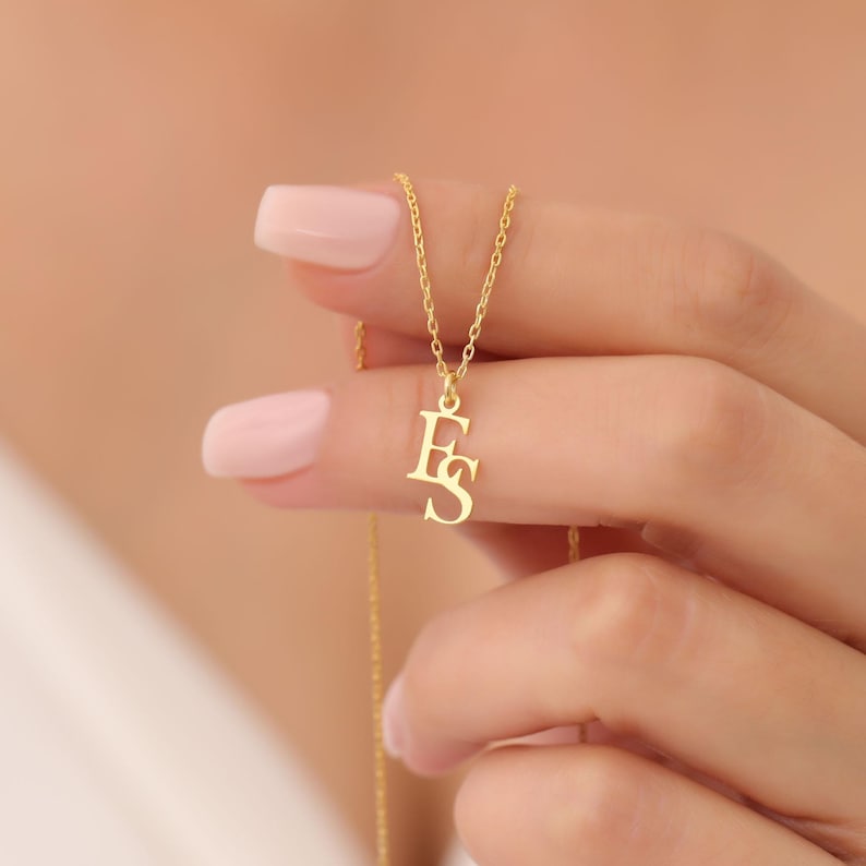 Interlocking Letters Necklace, Two Initials Necklace, Double initial Necklace, Custom Two Letter Necklace, Couple Necklace