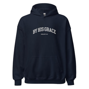 By His Grace | embroidered Christian hoodie vintage, Christian Men Gift, faith streetwear, aesthetic Christian gym apparel
