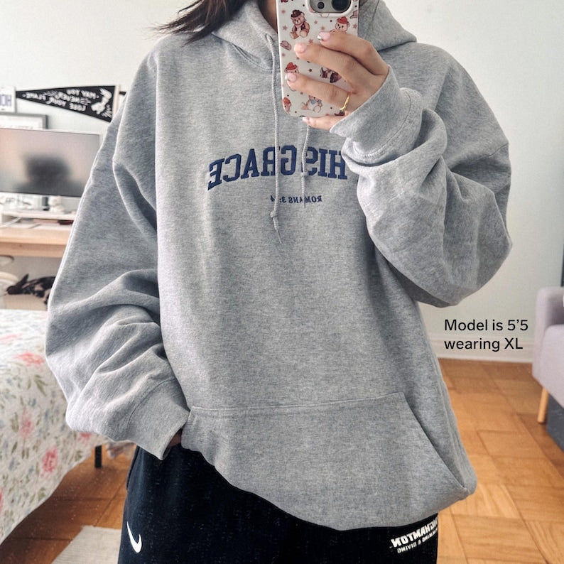 By His Grace | embroidered Christian hoodie vintage, Christian Men Gift, faith streetwear, aesthetic Christian gym apparel