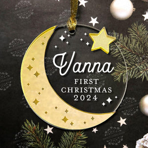 Personalized Baby Ornament - Babys First Christmas Ornament, Christmas 2024 Ornament, Wood and Acrylic Ornament, Engraved Ornament